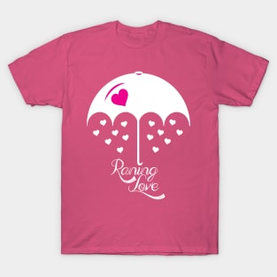Raining love pink white umbrella T-Shirt
